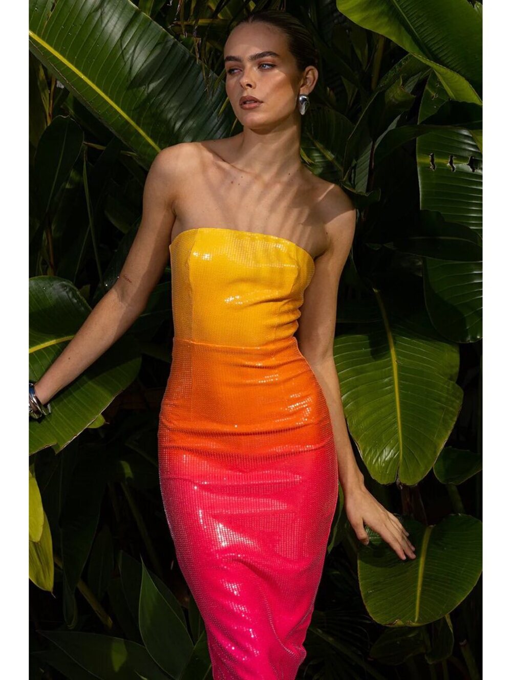 Runaway the Label Malibu Tropical Neon Midi Dress with Sequins - Pop Princess